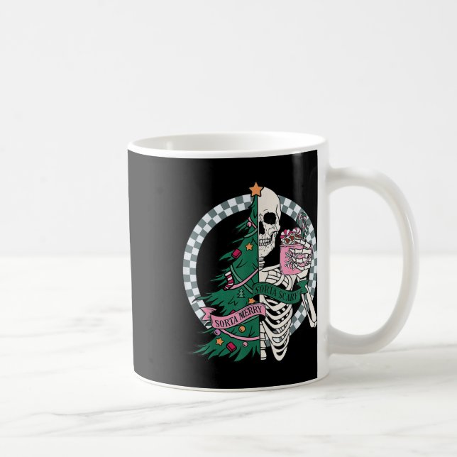Rolig jul lite glad lite läskig skelett Xma Kaffemugg (Höger)