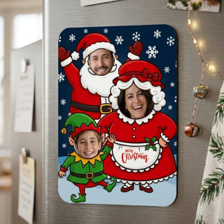 Rolig jul med anpassade ansikten på tomte, tomtemo magnet