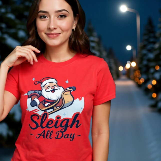 Rolig jul med släde hela dagen t shirt (Skapare uppladdad)