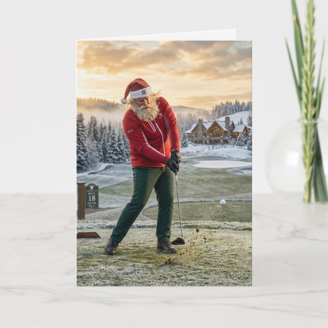 Rolig jul med Tomte som Golfar Kort (Framsida)