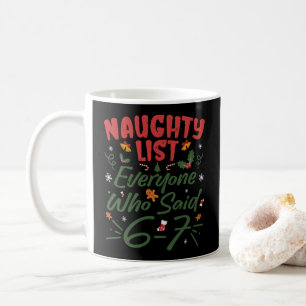 Rolig jul-meme 6-7 Naughty List Humor Meme Kaffemugg