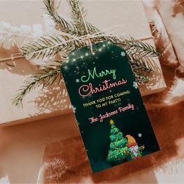 Rolig jul neon skylt fest  presentetikett