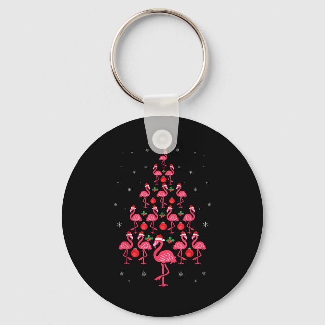 Rolig jul Nk Flamingo Träd Julpresent Fågel Nyckelring (Framsida)