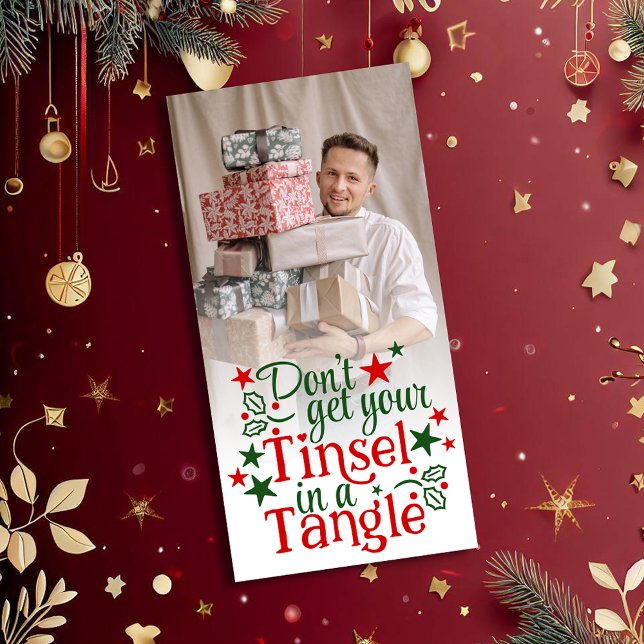 Rolig jul rolig grön tinsel fotot julkort (Skapare uppladdad)