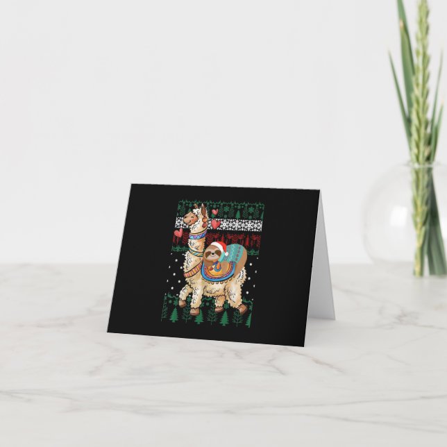 Rolig jul Santa dovendyr och lama jul Kort (Framsida)