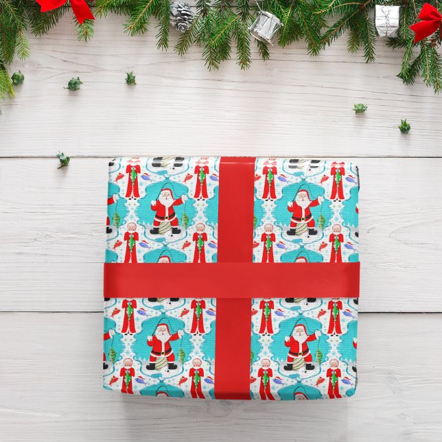 Rolig jul Santa förvånad över Mrs. Claus fisk Presentpapper (Skapare uppladdad)