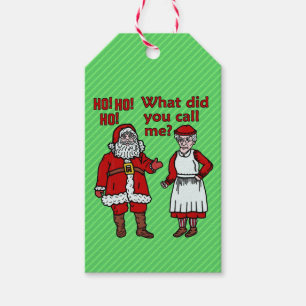 Rolig jul Santa & Fru Claus helgdagskämt Presentetikett