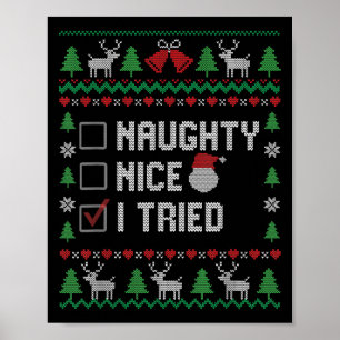 Rolig Jul Santa Lista Snäll Elak Jag Försökte Poster