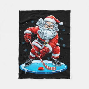 Rolig jul Santa spelar ishockey Xmas Sport Fleecefilt