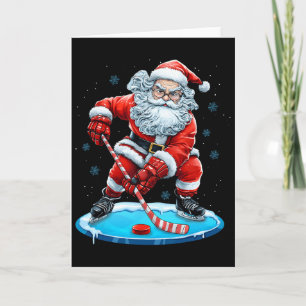 Rolig jul Santa spelar ishockey Xmas Sport Kort