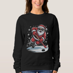 Rolig jul Santa spelar ishockey Xmas T Shirt