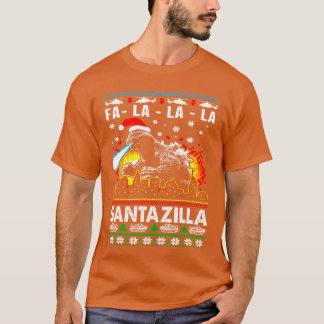 Rolig jul Santazilla japansk monster dinosaurie T Shirt