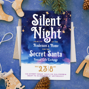 Rolig jul Silent Night Hemlig Tomte Vattenfärg Inbjudningar