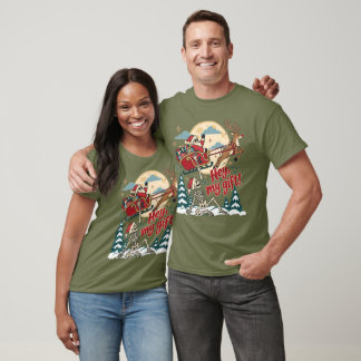 Rolig jul skelett jultomte släde renar t shirt
