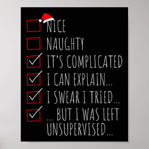Rolig jul snäll naughty lista jag kan förklara jag poster