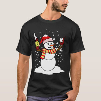 Rolig jul-snömannen-vinflaska present till vinälsk t shirt