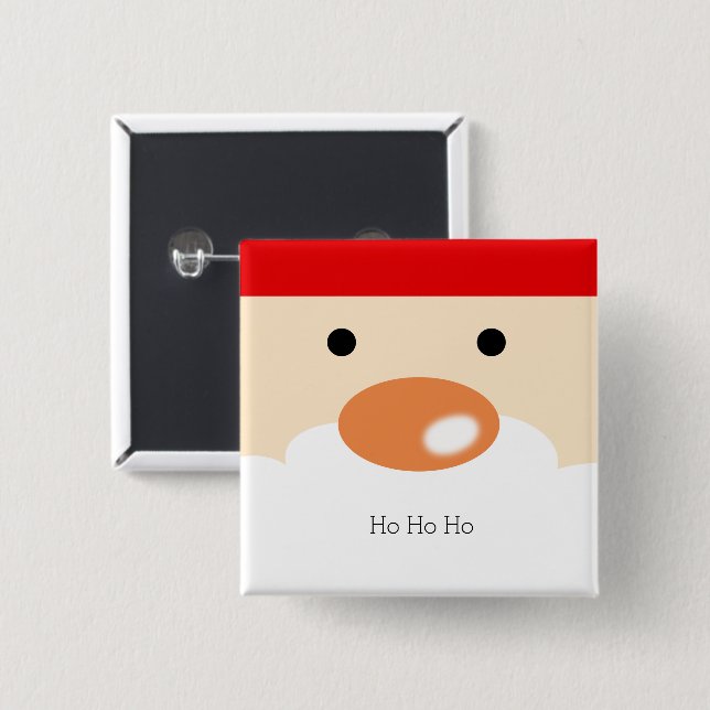 Rolig jul Söt Minimal Santa Ansikte Knapp (Framsida & baksida)