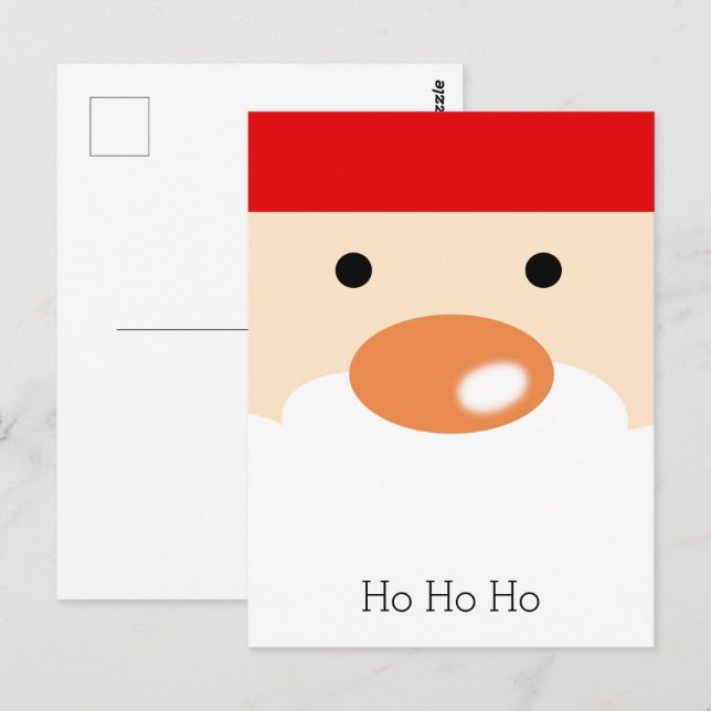 Rolig jul Söt Minimal Santa Ansikte Vykort (Fram/baksida)