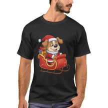 Rolig jul T-shirt för hundar | Söt tomte släde