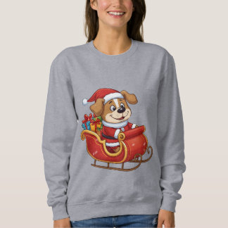 Rolig jul T-shirt för hundar | Söt tomte släde