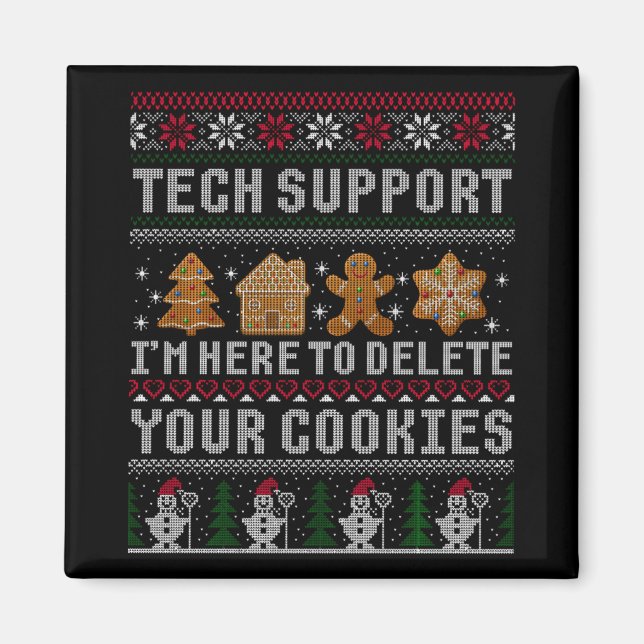 Rolig jul teknik support dator t-shirt  magnet (Framsidan)