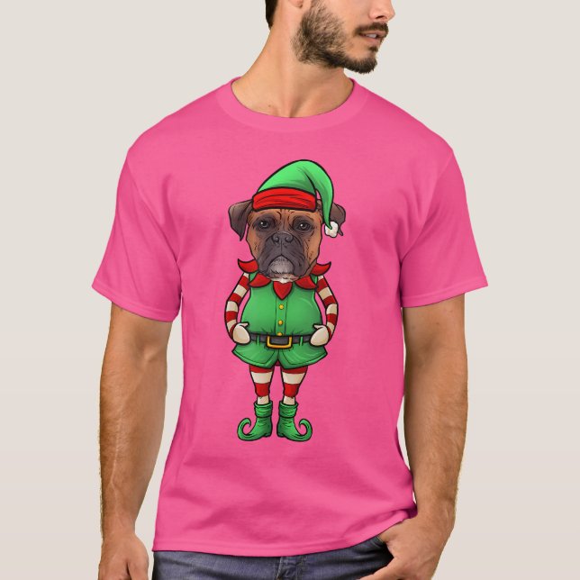 Rolig jul-tomte boxer hund t shirt (Framsida)