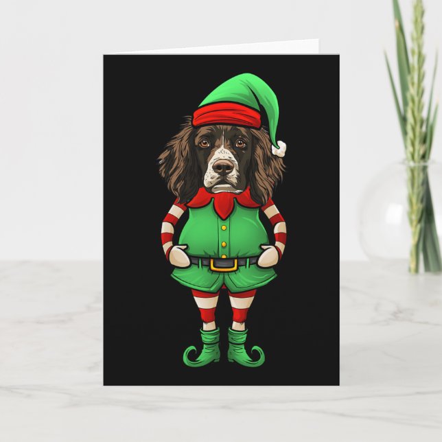 Rolig jul tomte engelsk springer spaniel hund  kort (Framsida)