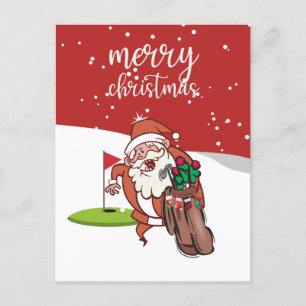 Rolig jul tomte golf present för God Jul Vykort