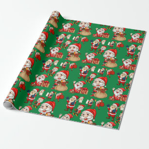 Rolig jul Tomte Grön Presentpapper