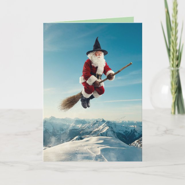 Rolig jul tomte häxa Halloween-kort Helgkort (Framsida)