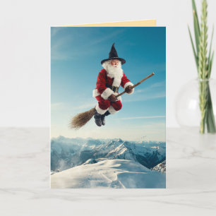 Rolig jul-tomte-häxa Halloween-kort Helgkort