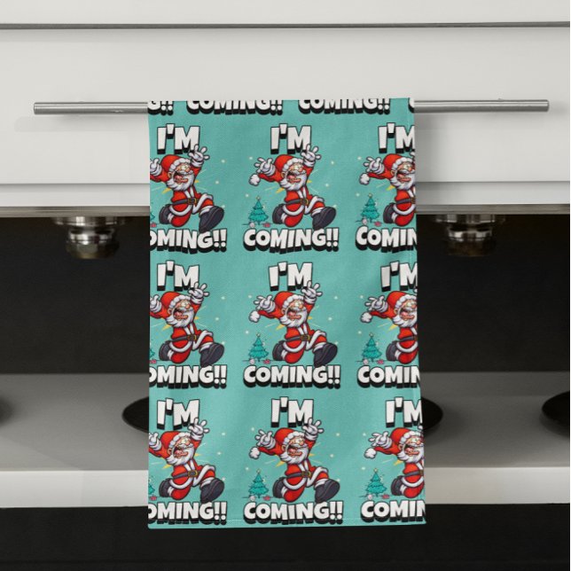 Rolig jul tomte mönster humoristisk jul kökshandduk (Skapare uppladdad)