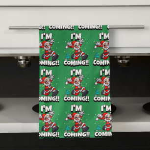 Rolig jul tomte mönster humoristisk jul kökshandduk