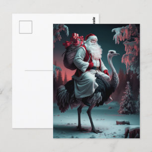 Rolig jul tomte och struts jul snö vykort