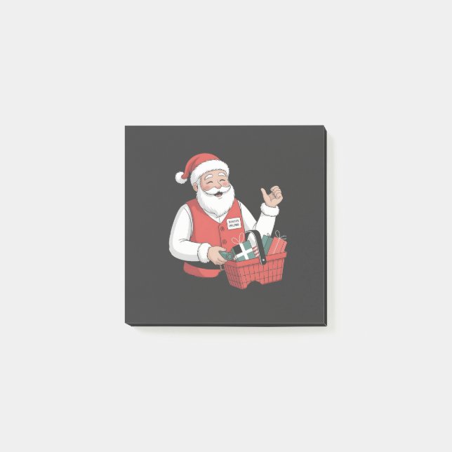 Rolig jul tomte presentbutiks kassörska  post-it block (Framsida)