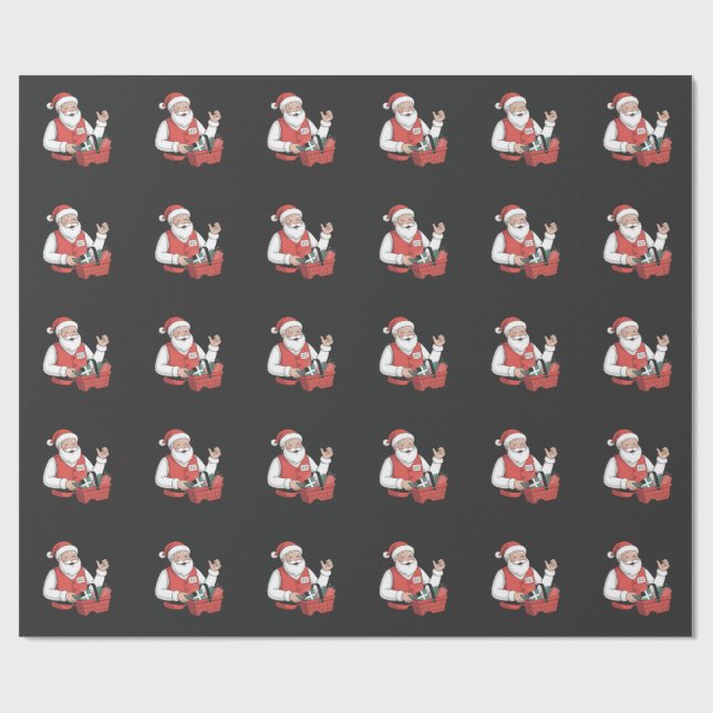 Rolig jul tomte presentbutiks kassörska  presentpapper (Platt)