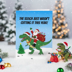 Rolig jul tomte ridning T-Rex jul Kort