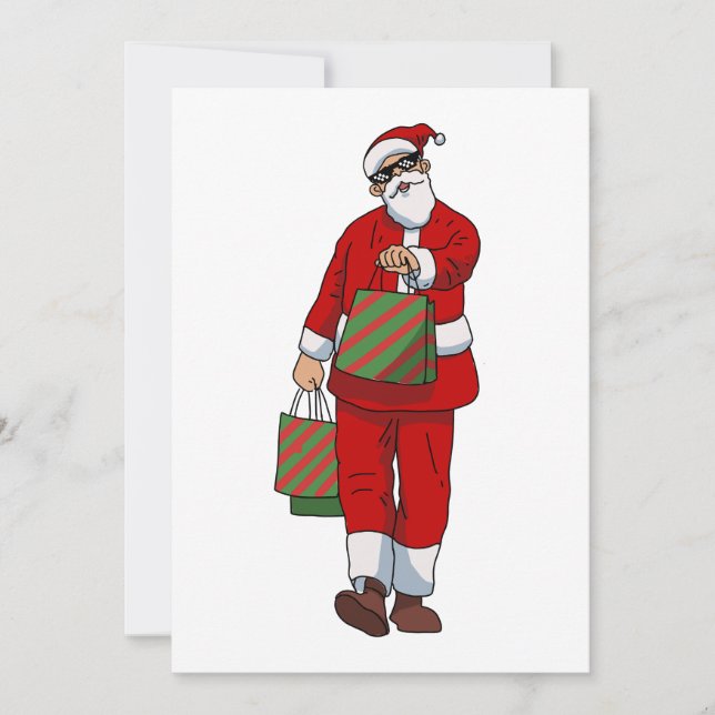 Rolig jul tomte shopping  julkort (Framsida)