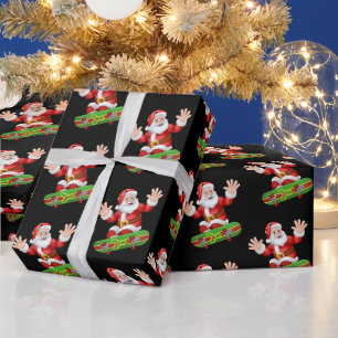 Rolig jul tomte skateboard mönster jul presentpapper