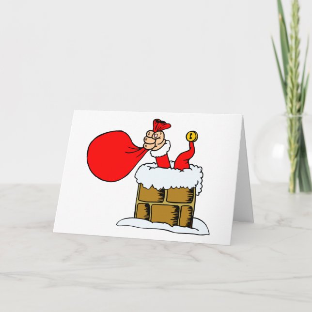 Rolig jul Tomte Skorsten Humor Semester Helgkort (Framsida)