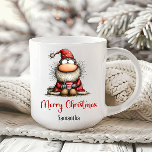 Rolig Jul Tomte Tecknad Kaffemugg