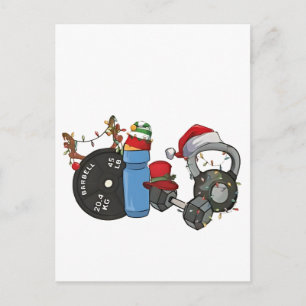Rolig jul tomte tyngdlyftning hantlar gym jul inbjudan vykort