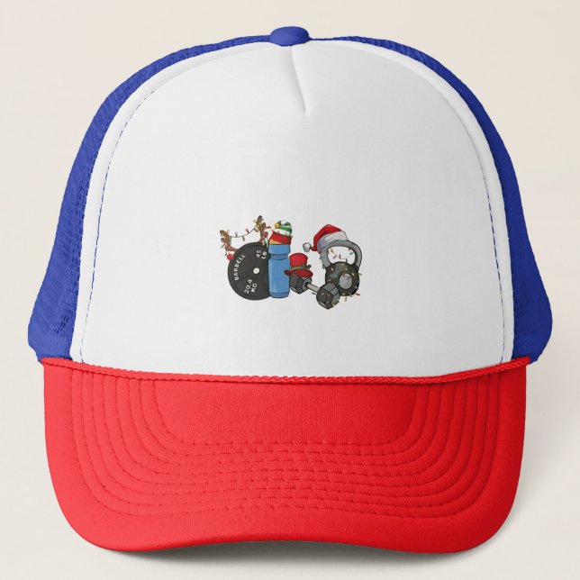 Rolig jul tomte tyngdlyftning hantlar gym jul keps (Framsida)