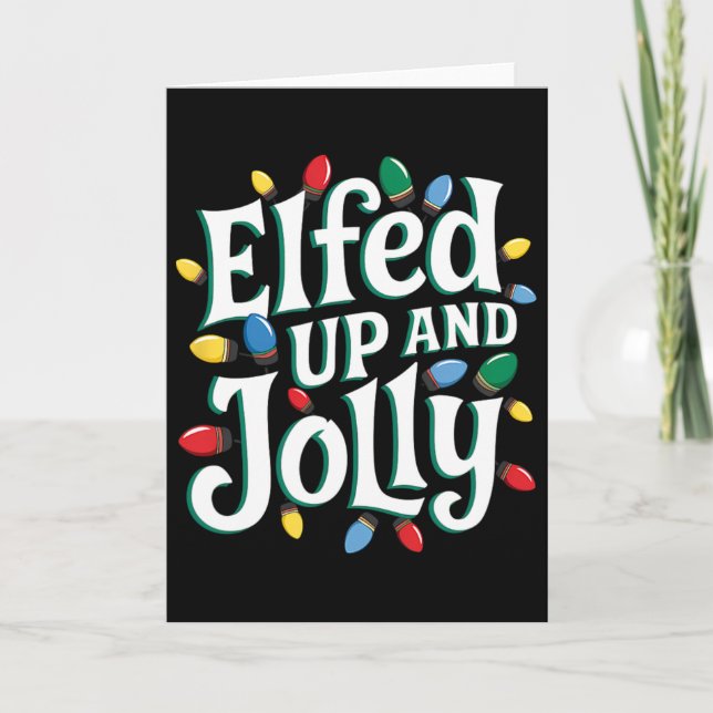 Rolig jul Tomte Upp och Glad  Kort (Framsida)