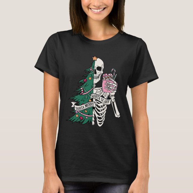 Rolig jul typ glad typ läskig skelett X T Shirt (Framsida)