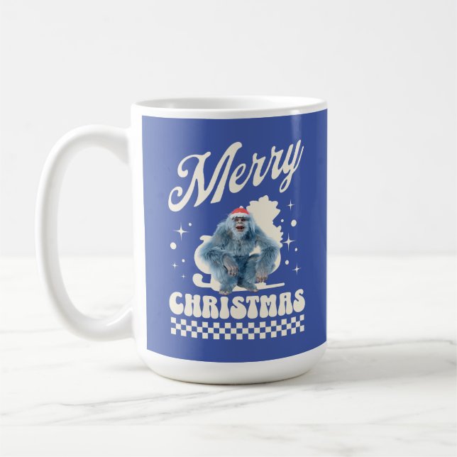 Rolig jul-yeti-semestror humor kaffemugg (Vänster)
