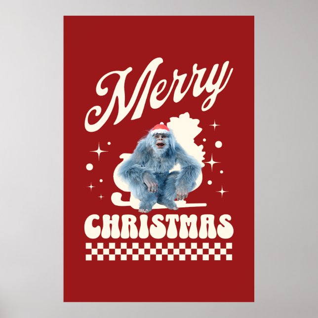 Rolig jul-yeti-semestror humor poster (Framsidan)