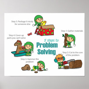 Rolig julaffisch: Älvor på problemlösning Poster