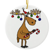 Rolig julälg med candy cane och prydnadar