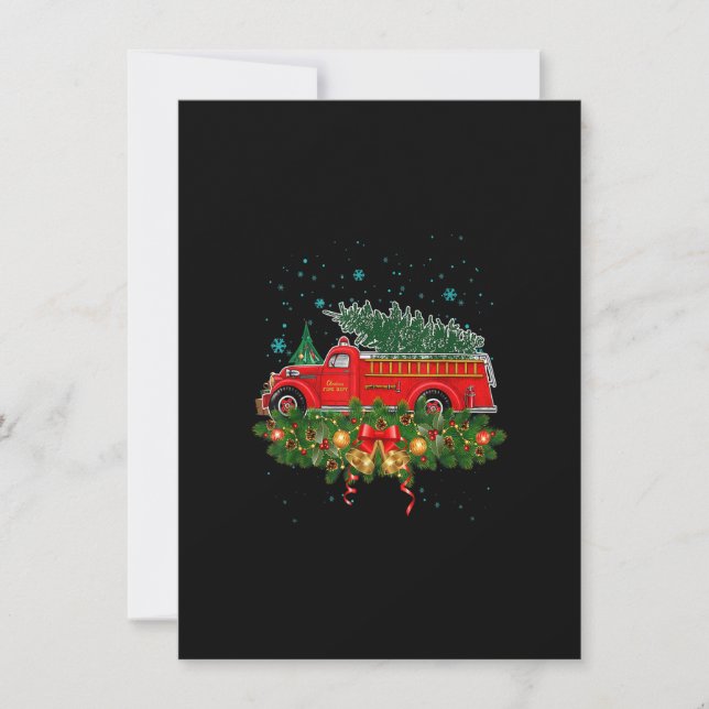 Rolig julbelysning Träd Tomte Ful brandbil Julgran Inbjudningar (Framsida)